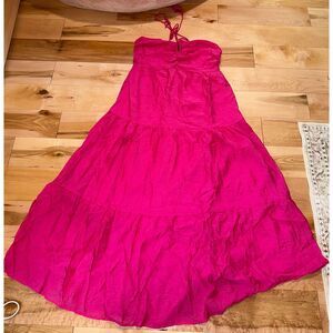 NWT Women's Pink Tiered Halter Top Maxi Dress
